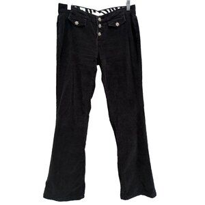 Vintage 90s Tommy Jeans Womens Flare Leg Corduroy Pants Size 7 Black Hippe BOHO